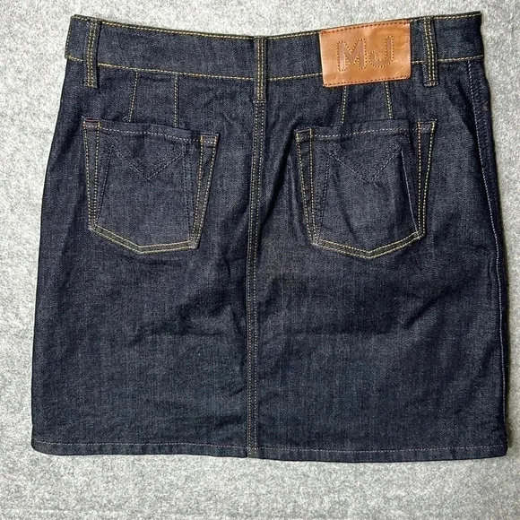 Marc by Marc Jacobs dark blue wash monogrammed size 8 mini skirt NWOT - Picture 2 of 8